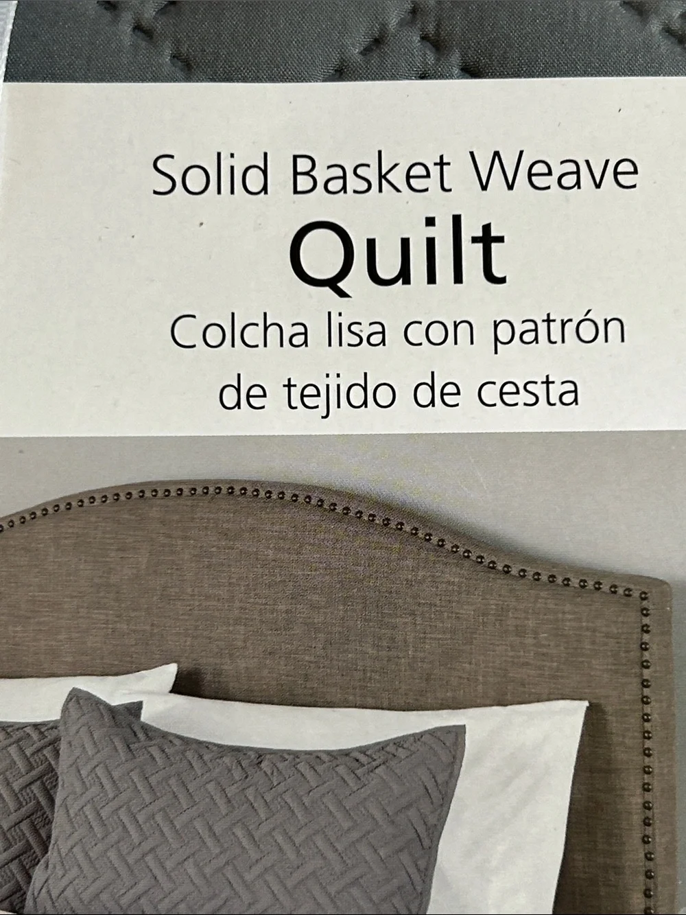 NEW VCNY Home King Gray Solid Basket Weave Quilt